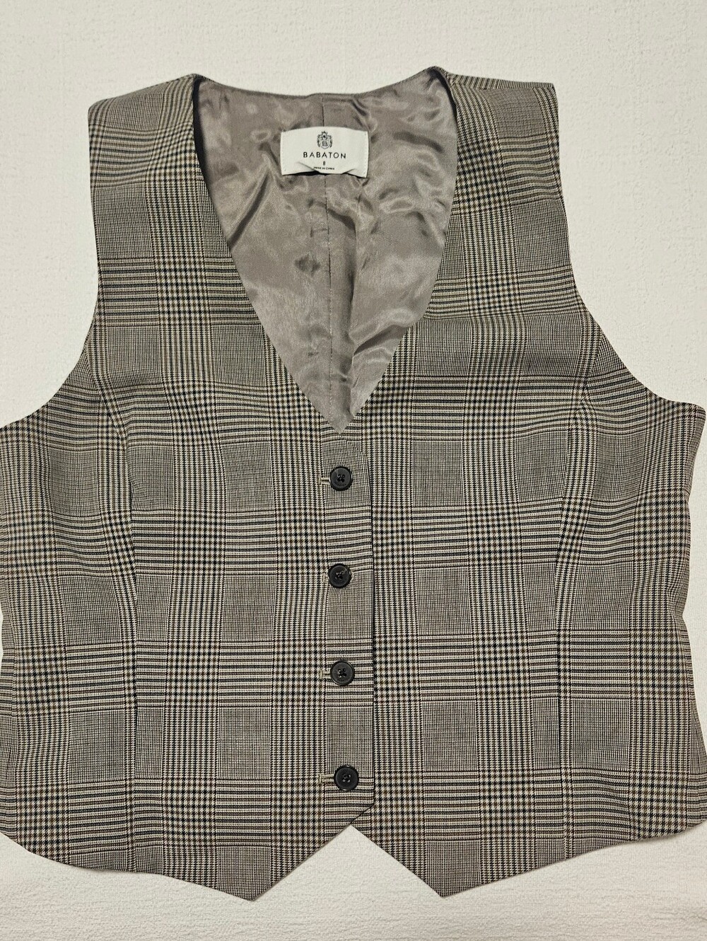 Babaton Glen Plaid Vest in Black & Brown Size 8